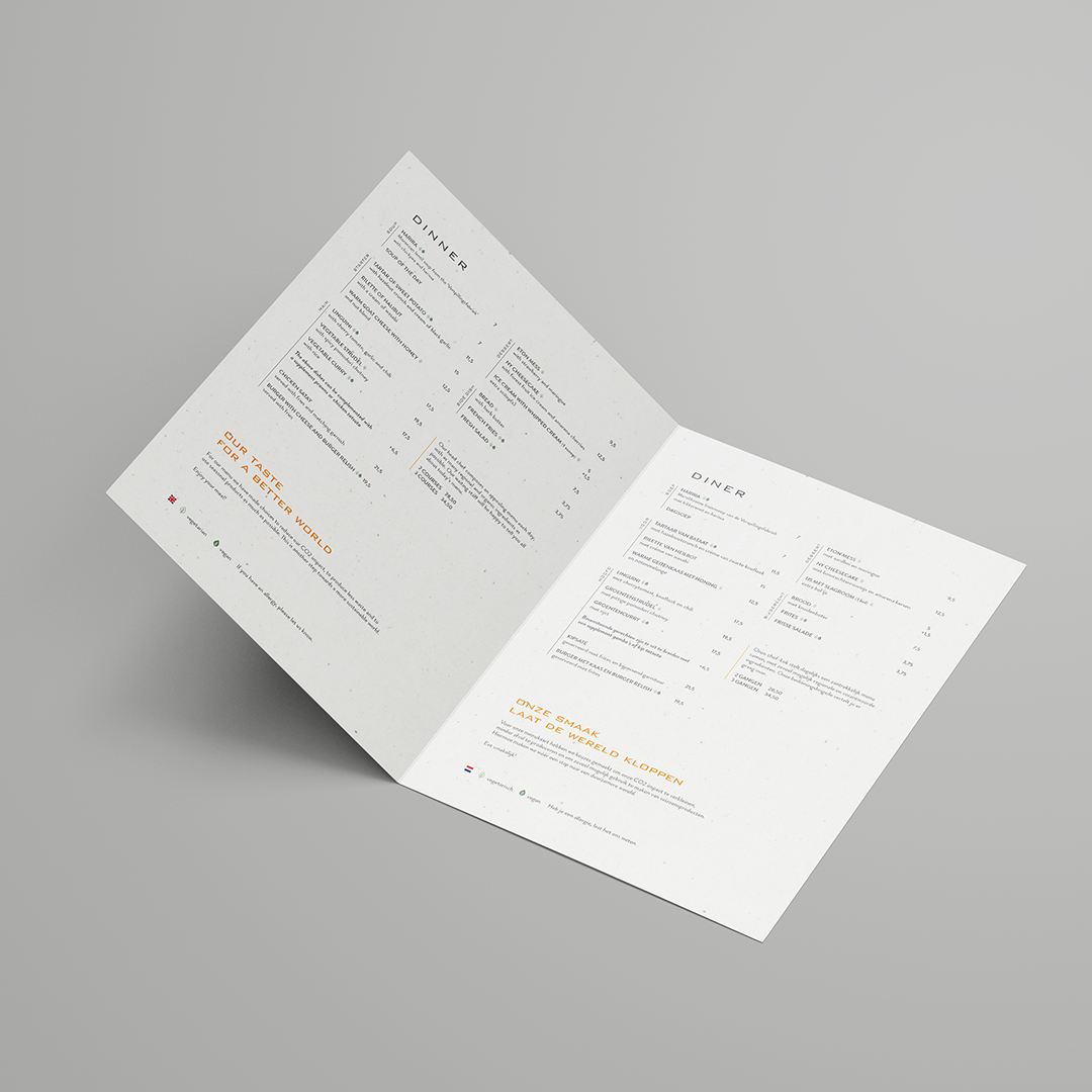 Binnenkant menukaart